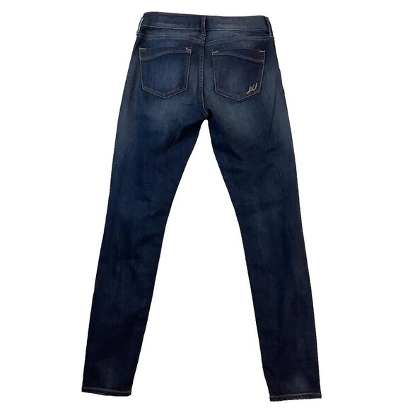 Express Legging Distressed Jeans Mid-Rise Blue Denim Stretch Size 2R - Picture 2 of 12